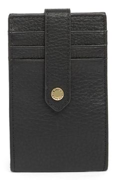 Textured leather adds rich dimension to this slim nine-pocket card case with a clear ID pocket and snap-button closure. 4.5" H x 3" W x 0.5" D Leather
 Imported Versatile Rectangular Leather Card Holder, Everyday Rectangular Card Holder With Snap Closure, Rectangular Card Holder With Snap Closure, Classic Leather Card Holder With Snap Closure, Pocket Card, Pocket Cards, Card Wallet, Card Case, Snap Button