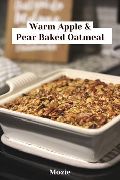 This baked oatmeal recipe takes oatmeal to the next level. It is the BEST way to make oatmeal. Not only is is delicious but it is so healthy! It's Easy baked oatmeal. The apple and pears in it are so sweet and delicious, while the pecans add a delightful crunch. Apple Pear Baked Oatmeal, Pear Oatmeal Bake, Baked Apples And Pears, Pear Baked Oatmeal, Pear Oatmeal, Easy Baked Oatmeal, Oatmeal Baked, Slow Cooker Oatmeal, Make Oatmeal