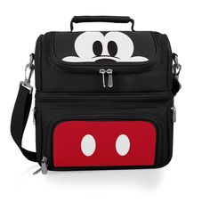 Enjoy your lunch like an original Mouseketeer. Get an insulated lunch bag with service for one. This Disney-themed lunch box has separate hot and cold compartments with an 8-can capacity, including napkin, flatware, and salt and pepper shakers. The Pranzo Lunch Tote is perfect for school, works, day trips, or gift giving occasions. Join the club with Mickey Mouse! Includes: 1 Picnic Tote (11" L x 7.5" W x 12" H); 1 18/0 Stainless Steel Fork (18" L); 1 18/0 Stainless Steel Knife (18.5" L); 1 18/0 Functional Black Lunch Box For Travel, Functional Black Travel Lunch Box, Portable Black Lunch Bag, Portable Black Lunch Box For Travel, Portable Black Lunch Box For School, School Works, Lunch Box Cooler, Disney Inspired Fashion, Lunch Tote Bag