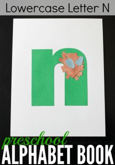 the lowercase letter n is for preschool alphabet book