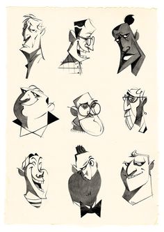 an image of cartoon faces drawn in black and white