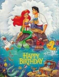 the little mermaid movie poster from disney's animated film, happy birthday to you