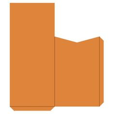 an orange book is folded in half on a white background, with one corner missing