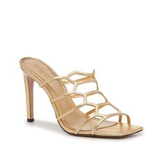 Schutz-Julianna Sandal Modernize your accessories with this metallic pair! The Julianna sandals from Schutz are a trend-forward addition to any formal 'fit. This polished pair is crafted with an eye-catching caged upper, a striking stiletto heel, and a sharp square toe. Complete in a goldtone hue that adds a touch of elegance. Stiletto Heel, Stiletto Heels, Gold Metal, Gold Tones, Sandals, Square, Heels, Gold