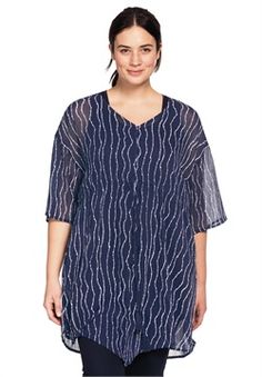 Sheer Printed Tunic Plus Size Clothing For Women, Print Tunic