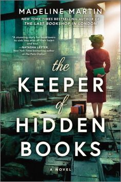 the book cover for the keeper of hidden books by madeline martini, with an image of a woman in red