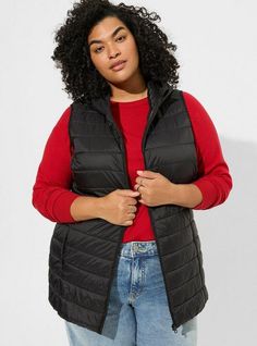 FIT Model is 5'9” wearing size 0. Measures 32” from shoulder (size 2). MATERIALS + CARE 100% nylon. Machine wash cold. . Imported. DETAILS Collared neckline. . Sleeveless. . Zip front. . The best plus size women's light packable puffer vest vests in deep black made of nylon. Torrid is your destination for cozy fall and winter clothes to keep you warm and comfortable. Fit And Flare Coat, Holiday Clothing, Christmas Clothing, Pointelle Sweater, Liquid Leggings, Cropped Cardigan Sweater, Cute Cardigans, Casual Outerwear, Casual Vest