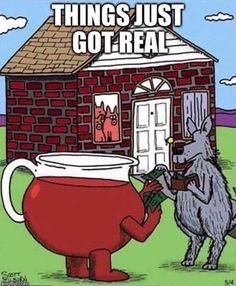 Kool Aid Man, Online Comics, Big Bad Wolf, Three Little Pigs, Kool Aid, Little Pigs, Funny Cartoons, Bones Funny, Funny Comics