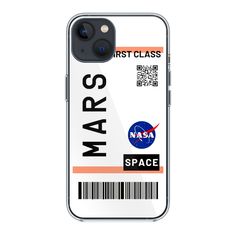 an iphone case with the nasa name and space shuttle on it's back cover