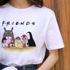 Miyazaki Hayao, Women's Graphic Tees, Friends Tee, Anime Inspired Outfits, Jeans Casual, Anime Shirt, Miyazaki, Retro Tshirt, Anime Outfits