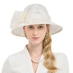 Vintage Fashion Elegant Summer Large Wide Hat | FashionByTeresa Dobby Pattern, Church Lady Hats, Sinamay Hats, Ladies Hat, Hat Wedding, Womens Hat, Kentucky Derby Hats, Church Hats, Big Bow