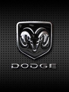 the dodge logo is shown on a black and silver background with an animal's head