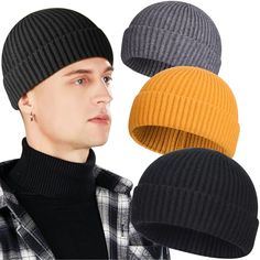 PRICES MAY VARY. 【Fashionista’s Choice】- Mini plain rolled up edge Knitted skullcap is the most fashionable hat now. The fisherman hat adds comfort and style to any outfit. 【Short Style Above Ears】- Width 8.3 inch(21cm) / Height 6.5 inch(16.5cm) Stretchable Fits Head Circumference 21~23 inch(53~58cm). Upgraded size delivers more cozy. 【Premium Seamless Handmade】- This sailor beenie is finished by hand. Make the crown smoother and more elasticity. Seamless design make it looks expensive. 【Perfect Skater Beanie, Fishers Hat, Patagonia Beanie, Small Beanie, Beanies For Men, Summer Beanie, Crochet Beanies, Clothing Reference, Outfit Short