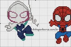 the cross stitch pattern for spider - man and deadpool