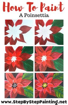 how to paint poinsettia with step by step instructions for kids and adults