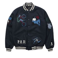 Chenille Embroidery, Clothing Retail, Online Mens Clothing, Navy Blue Color, Signature Style, Embroidered Patches, Street Fashion, Outerwear Jackets, Bright Colors