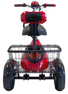 an electric scooter is shown with the basket on it's front wheel