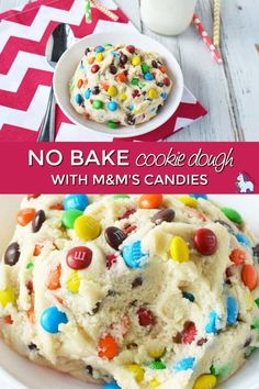 no bake cookie dough with m & m's candies