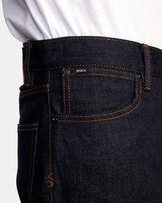 Men's Straight Leg Dark Jeans Weekend Straight Fit Jeans With a relaxed fit through the seat and thigh, the Weekend jeans have a standard rise and a straight leg. The timeless 5-pocket style comes in a range of washes to match any occasion. Shop more from our Men's Clothing collection, here! Details Available in sizes 32-38 Color: Dark Indigo True straight leg Medium rise Zipper fly with RVCA shank button closure Inseam: 32" 5 pocket styling Busted outseam construction Reverse constructed belt l Demin Jacket, Model Outfits, Day Spa, Shank Button, Dark Indigo, Dark Jeans, Straight Fit Jeans, Denim Details, Fit Jeans