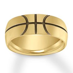 Basketball Wedding Band 10K Yellow Gold 8mm Basketball Wedding Ideas, Jewelry Questions, Basketball Design, Jewelry Advice, Engagement Style, Kay Jewelers, Put A Ring On It, Size 10 Rings