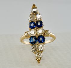 🐣. Offer Xtras! Victorian Diamond Ceylon Sapphire Ring, 14K Gold for $3980.00 #NaturalSapphire #CeylonSapphire #DiamondRing #NaturalDiamond #EstateRing #OldEuropeanCut #GenuineSapphire #SapphireRing #VictorianRing #AntiqueRing Sapphire Ring Antique, Ceylon Sapphire Ring, Gold C, Ceylon Sapphire, Antique Ring, Victorian Rings