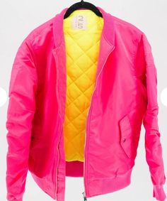 Feeling hot hot hot pink?  Our twist on the bomber jacket.  Hot pink with bright yellow lining.  The most stylish jacket while still keeping you warm. Quilted Jacket Women, Bright Jacket, Fashion Outerwear, Womens Quilted Jacket, Feeling Hot, Jacket Zipper, Yellow Jacket, Women Jacket, Stylish Jackets