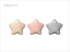 three small stars are shown on a white background with the words evellina nursery