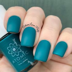 Teal Matte Nails Turquoise, Matte Nails Summer, Light Teal Nails, Nail Polish Matte, Teal Nail Polish, Teal Nails, Turquoise Nails, Indie Nail Polish, Short Acrylic Nails