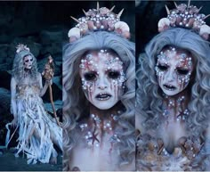 Pearlescent Skin, Zombie Mermaid, Scary Mermaid, Evil Mermaids, Halloween Make-up Looks, Sea Queen, Princess Makeup, Space Princess, Mermaid Halloween