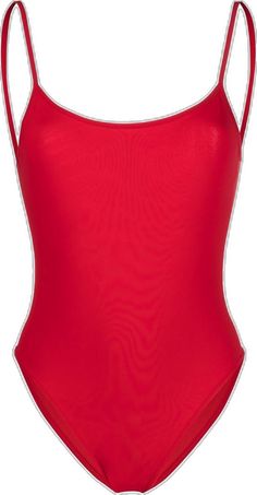 Red Swimsuit, Scoop Neck, Red