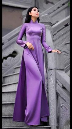 2018-11-25_08-20-36 | Đep Ao Dai | Flickr Girls Long Dresses, Purple Satin, Designer Dresses Indian, Cheongsam, Asian Fashion, Tulum