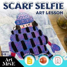 an art lesson for children to learn how to use scissors and glue on fabric with the text scare selfie art lesson