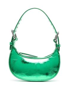 green metallic effect top zip fastening main compartment single top handle Clover Green, Gifts For Brother, Metallic Leather, Green Bag, Lambskin Leather, Bago, Leather Handle, Soho, Mini Bag