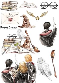 harry potter's hogwarts and hermione's books by roses skap