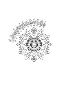 a black and white drawing of a flower