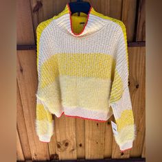 New Women’s Free People Sunbrite Stripe Sweater Size:Medium Retail Price:$128 Chunky Sweater Trendy Yellow Color Block Sweater, Yellow Color Block Sweater For Winter, Casual Yellow Spring Sweater, Trendy Yellow Spring Sweater, Yellow Color Block Tops For Fall, Trendy Yellow Winter Sweater, Neutral Sweaters, Free People Cardigan, Duster Cardigan Sweater