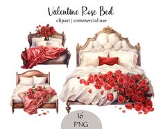 valentine's day bed clipart commercial use