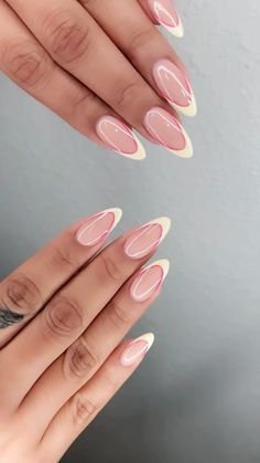 #nails #cutenails Two Tone French Tip Nails, Ombre Acrylic, Classy Acrylic, Nails Classy, Casual Nails, Classy Acrylic Nails, Oval Nails, Neutral Nails, Minimalist Nails