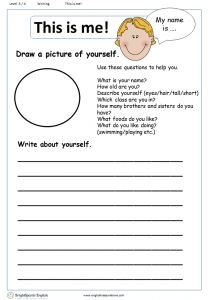 this is me worksheet for students to practice their writing skills and read alouds