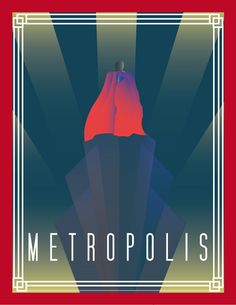 a red and blue poster with the words metropolis on it