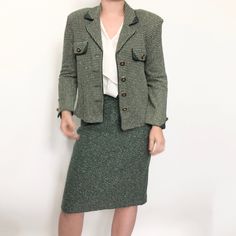 Reposhing This Item I Purchased From @Peliconsignment. Loved It, But Ready To Rotate For Something New. Questions? Leave A Comment Below! John Green, Skirt Sets, Suit Set, St John, Blazer Suit, Something New, Leather Skirt, Skirt Set, Womens Skirt