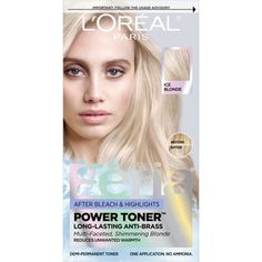 L'Oreal Paris Feria Power Toner, Long Lasting Anti Brass Toner, Ice Blonde 9P Loreal Paris Feria, Toner For Blonde Hair, Blonde Hair Types, Ice Blonde Hair, Pearl Blonde, Liquid Hair, Demi Permanent, Hair Toner, Ice Blonde