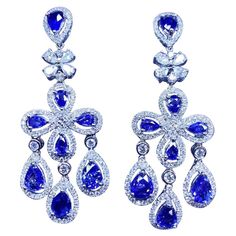 Extremely stunning design in 18k with natural Ceylon sapphires ct 12,90 and natural diamonds ct 4,65 F/VS. Handmade by artisan goldsmith. Excellent manufacture. Super discount price. Ceylon Sapphire, Sapphire Earrings, Discount Price, Sapphire Diamond, Chandelier Earrings, Jewelry Inspiration, Natural Diamonds, Sapphire, Jewelry Earrings