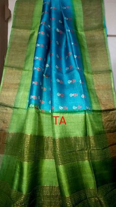 Item...Jari border gachhi tussar silk saree Work...Hand block print Length...Saree 5.5 mtr Bp...1 mtr Care...Dry wash Green Tussar Silk Dupatta With Block Print, Green Block Print Art Silk Saree, Green Cotton Silk Saree With Block Print, Green Block Print Cotton Silk Saree, Hand Paint Saree, Indian Wedding Engagement, Saree Work, Tussar Silk Saree, Hand Block Print