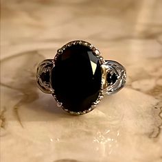 Dark Gemstone Engagement Rings, Protection Rings, Black Tourmaline Jewelry, Black Tourmaline Ring, Strong Energy, Serpent Ring, Silver Flower Ring, Black Tourmaline Crystal, Costume Rings