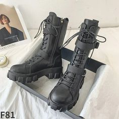 Women Boots 2023 New Lace-Up Platform Shoes Leather Boots Women British Short Boots Ladies Ankle Tech Clothing Women, Warcore Shoes, Combat Boot Reference, Space Cyberpunk Outfit, Warcore Boots, Elegant Techwear, Warcore Outfits Girl, Anime Boots Drawing, Apocalypse Accessories