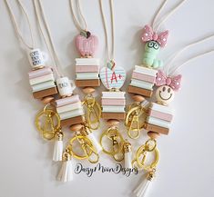 This listing is for one Silicone Bead Teacher Lanyard. This lanyard is great for both teachers and students to hold their ID badges and/or keys. ♥ Product Info... ~ Made up of 5 silicone focal beads, 1 abacus wooden bead, 1 gold coin bead ~ 1.5mm nylon cord ~ Gold swivel clasp snap hook with key ring ~ White tassel pendant ~ Breakaway safety clasp ~ Choice of horizontal/vertical ID badge holder with resealable zip ♥ Lanyard hangs approx. 20 - 21" down from the breakaway clasp to the keyring. This can be shortened/adjusted at the breakaway clasp. NOTE: The breakaway clasp should only be used to release the necklace from any accidental catches, not as a way to put on or take off lanyard. ♥ Using the drop down menu choose your Lanyard design... ~ Design 1 Mug ~ Design 2 Mug - Teach ~ Design 3 Beaded Lanyards Boojee Beads, Cheap Personalized Lanyards For Teacher Appreciation, Teacher Lanyard Metal, Diy Teacher Lanyard, Silicone Crafts, Teacher Lanyard Beaded, Silicone Bead Lanyard, Retractable Lanyard, Teacher Lanyards