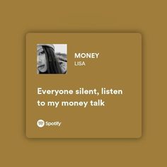 a brown square with the words money usa and an image of a woman's face