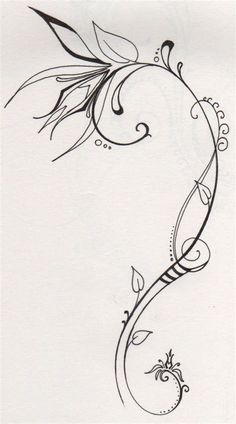 a tattoo design with leaves and swirls on the back of its arm, in black ink