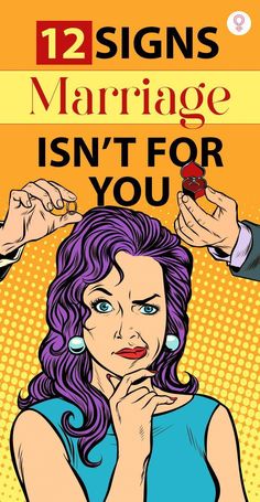 a woman with purple hair is holding her hand up to her head and the words marriage isn't for you